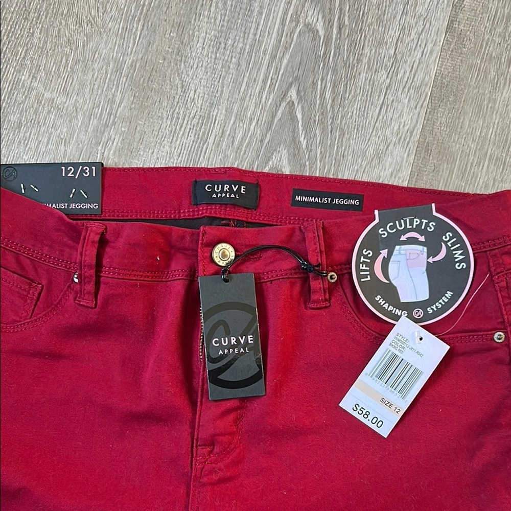 Wine Curve Appeal Slim Fit Pants Vibrant Style - Picture 3 of 4